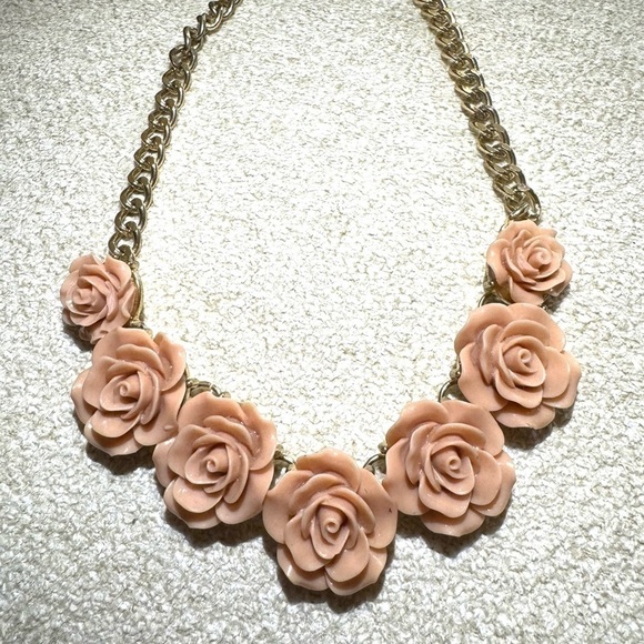 Rare Vintage pink flowers necklace - Picture 1 of 5